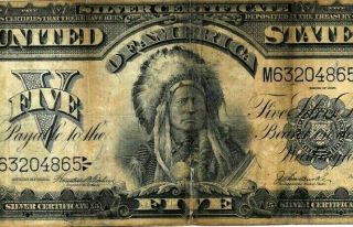 $5 " 1899 " (indian Chief) " Silver Certificate $5 " 1899 " (indian Chief) Rare