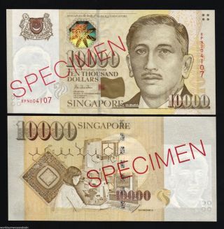 Singapore 10000 10,  000 Dollars 1999 Specimen Computer Unc Money Asia Bank Note