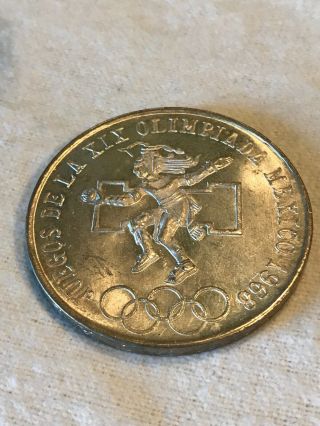 1968 Mexican Silver 25 Pesos Olympics Silver Coin.  Mexico (315)