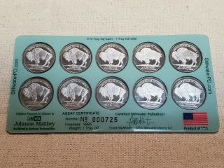 Rare 2004 Stillwater Palladium 10 Coin Set - Johnson Matthey - 10 1/10 Oz Buffalo 