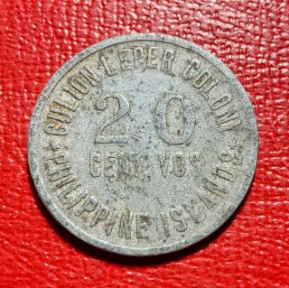 1913 Culion Leper Colony Philippine Islands 20 Centavos Coin Bureau of Health 2