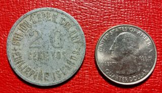 1913 Culion Leper Colony Philippine Islands 20 Centavos Coin Bureau of Health 3