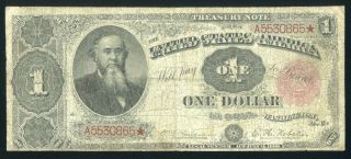 Fr.  349 1890 $1 Treasury Note,  Red Seal,  Stanton