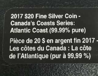 2017 $20 Fine Silver Coin Canada’s Coast Series - Atlantic Coast - Canadian 7