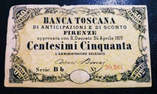 Italy 50 Centesimi From 1870 Rare,