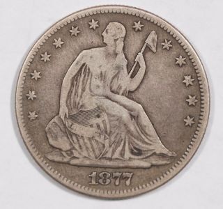 1877 Seated Liberty Half Dollar - Details,  Reverse,  Well Toned