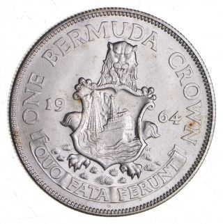 Silver - World Coin - 1964 Bermuda 1 Crown - World Silver Coin 575