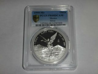 1999 Mexico Pcgs Pr68dcam Silver Libertad Proof Onza Coin Rare 1 Ounce True View