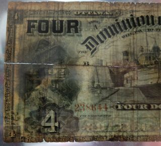 1902 BCS CERTIFIED VERY GOOD 8 DOMINION OF CANADA $4 (FOUR) DOLLARS NOTE 3