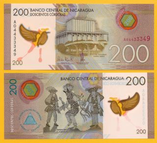 Nicaragua 200 Cordobas P - 213 2014 Unc Polymer Banknote