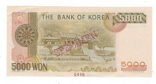 South Korea 2002 5000 Won Specimen Note Ef,  /aunc.  Ep - 7982