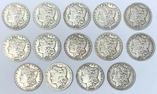 1882 1883 1890 1891 Cc Morgan Silver Dollar.  14 Coins.  Estate Liquidation