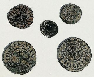 5 Cilician Ancient Armenia Coins.  King Hetoum I,  1226 - 1270 Ad