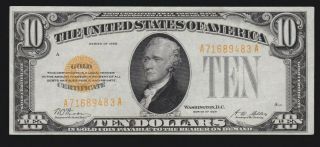 Us 1928 $10 Gold Certificate Fr 2400 Xf - Au (- 483)