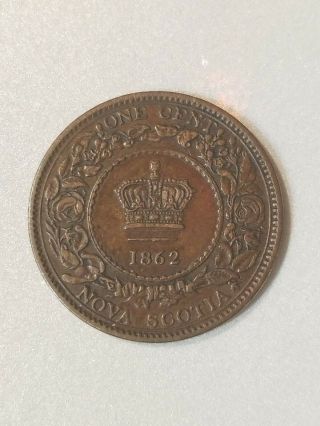 1862 Nova Scotia One Cent Coin,  Large 1 cent 2