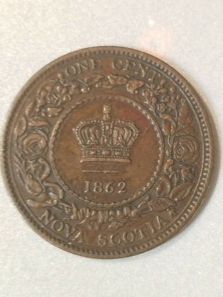 1862 Nova Scotia One Cent Coin,  Large 1 cent 3