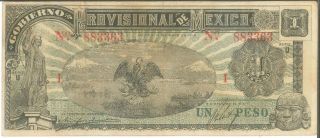 Mexico Gobierno Provisional De Mexico 1916 Un Peso Banknote