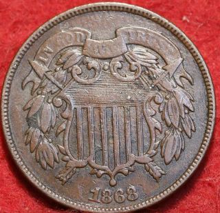 1868 Copper Philadelphia Two Cent Coin