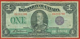Dominion Of Canada 1923 $1 Purple Seal Mccavour - Saunders Dc - 25k,  Pick 33k Scarce