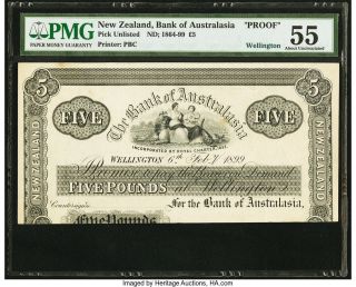 Zealand Bank Of Australasia £5 5 Pounds 1899 Pick Unl Wellington Proof