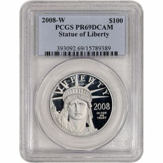 2008 - W American Platinum Eagle Proof 1 Oz $100 - Pcgs Pr69 Dcam