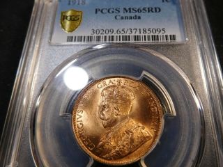 W26 Canada 1918 Large Cent Pcgs Ms - 65 Full Red Extremely Rare