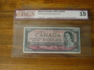 1954 Bank Of Canada $1000 Devil 