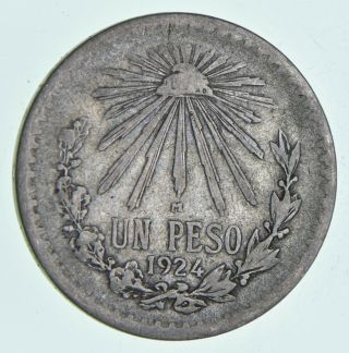 Silver - World Coin - 1924 Mexico 1 Peso - World Silver Coin 16.  5 Grams 798