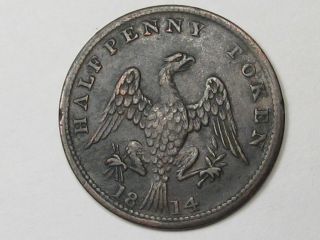High - Grade 1814 Lower - Canada Half Penny Token (Large Shield Type).  24 4