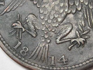 High - Grade 1814 Lower - Canada Half Penny Token (Large Shield Type).  24 5
