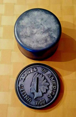 Vintage United States of America 1907 Indian Head Penny Coin Bank 2