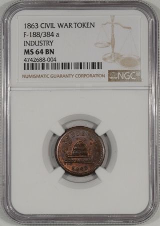 1863 Cwt F - 188/384a Industry Ngc Ms - 64 Bn