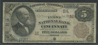 Fr466 Ch 24 $5 1882 Brown Back National Cincinnati,  Ohio Fine,  Hw5600