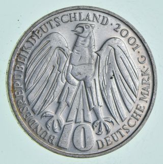 Silver - World Coin - 2001 Germany 10 Mark - World Silver Coin 15.  6 Grams 118