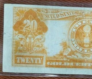 Rare Old 1922 Large Size $20 Twenty Dollar Gold Certificate US Treasury Note 4