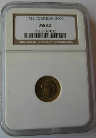 1732 Portugal Gold 800 Reis Ngc Ms 62