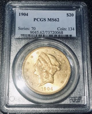 1904 Liberty Head Gold Double Eagle Pcgs Ms62