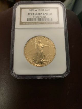 2001w $50 Gold Eagle Ngc Pf70 Uncommon Coin