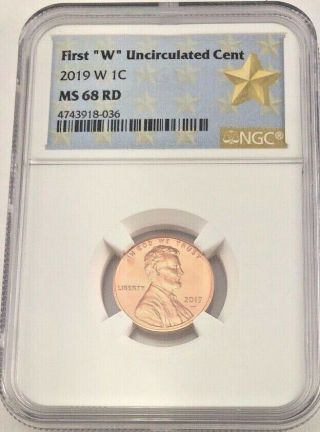 2019 W 1c Lincoln Shield Uncirculated Cent Ngc Ms68rd Star (8036)