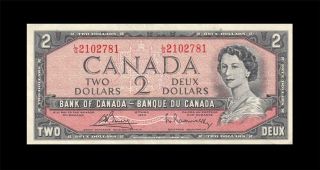 1954 Bank Of Canada Qeii $2 Bouey & Rasminsky " L/g " ( (ef))