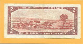1954 REPLACEMENT NOTE CANADIAN 2 DOLLAR BILL A/G3542650 (CIRCULATED) 2