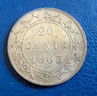 Canada - Newfoundland 1865 20 Cents.  925 Silver,  Ex Rare In This Very