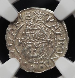 Hungary.  Silver Denar,  Maximilian Ii,  1571 - Kb,  State,  Ngc Ms61