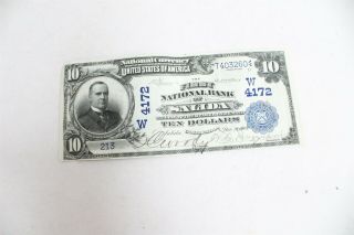 Rare National Currency First National Bank Salida 10 Dollar 1909 Bill
