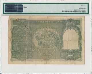 Reserve Bank India 100 Rupees ND (1937) Cawnpore PMG 20NET 2