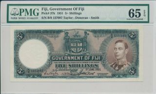 Government Of Fiji Fiji 5 Shillings 1951 Pmg 65epq