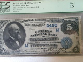 1882 Db $5 Pcgs 15 Fine The Citizens Nb,  Cincinnati Oh
