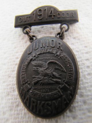1914 National Rifle Association Ofamerica Marksman Medal/medallion