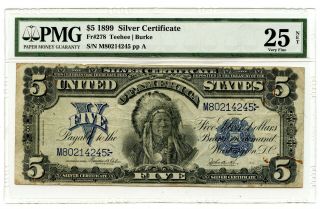 C11336 - 1899 $5 Silver Certificate " Chief " Fr 278 Pmg Net Vf25