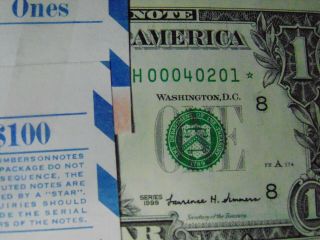 1999 ✯STAR NOTES✯ $1 Bill Crisp,  Consecutive,  UNC,  20 YEARS OLD,  100 of them 3